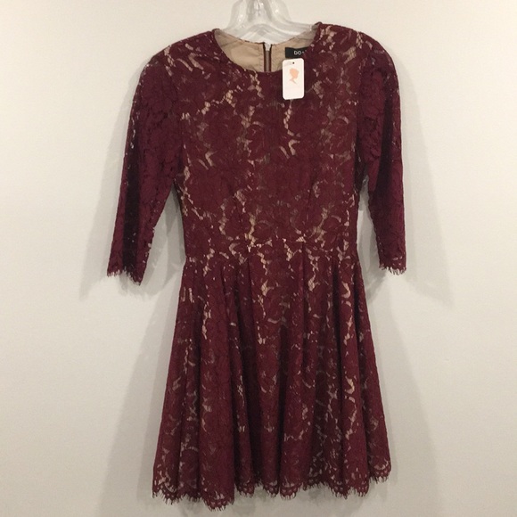 DO+BE Burgundy lace BURGUNDY Dress Size SMALL - Picture 5 of 7